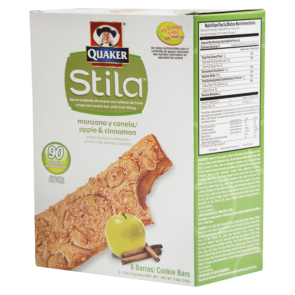 Quaker Barras De Cereal Rellenas Con Manzana Y Canela 150 G