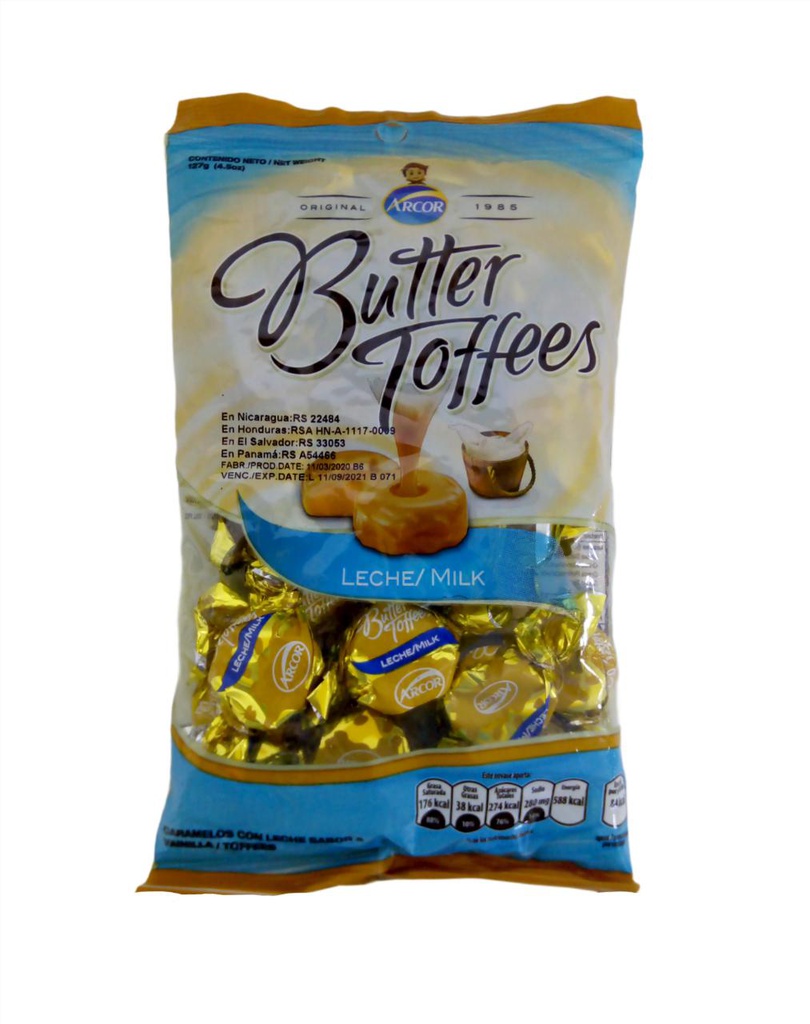 Arcor Caramelos Butter Toffees Leche 127 G