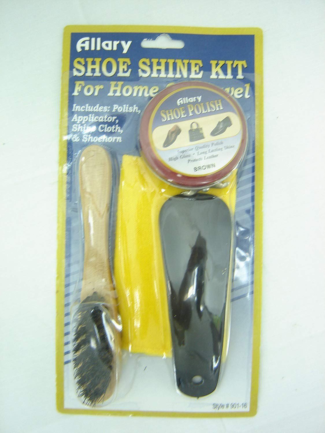 Allary Shoe Shine Travel Kit With Shoe Polish & Brush