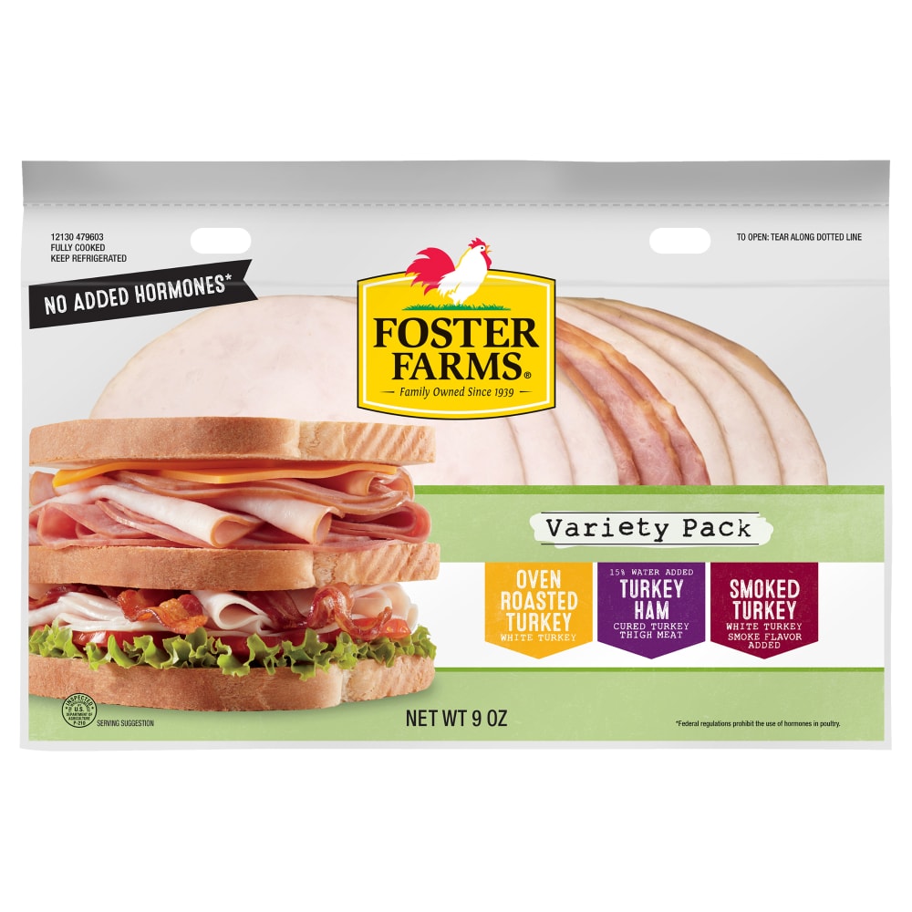 Foster Farms Club Sandwich Variety Pack Deli Meat - 9oz