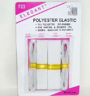 Polyester Elastic White Asst Size-whole