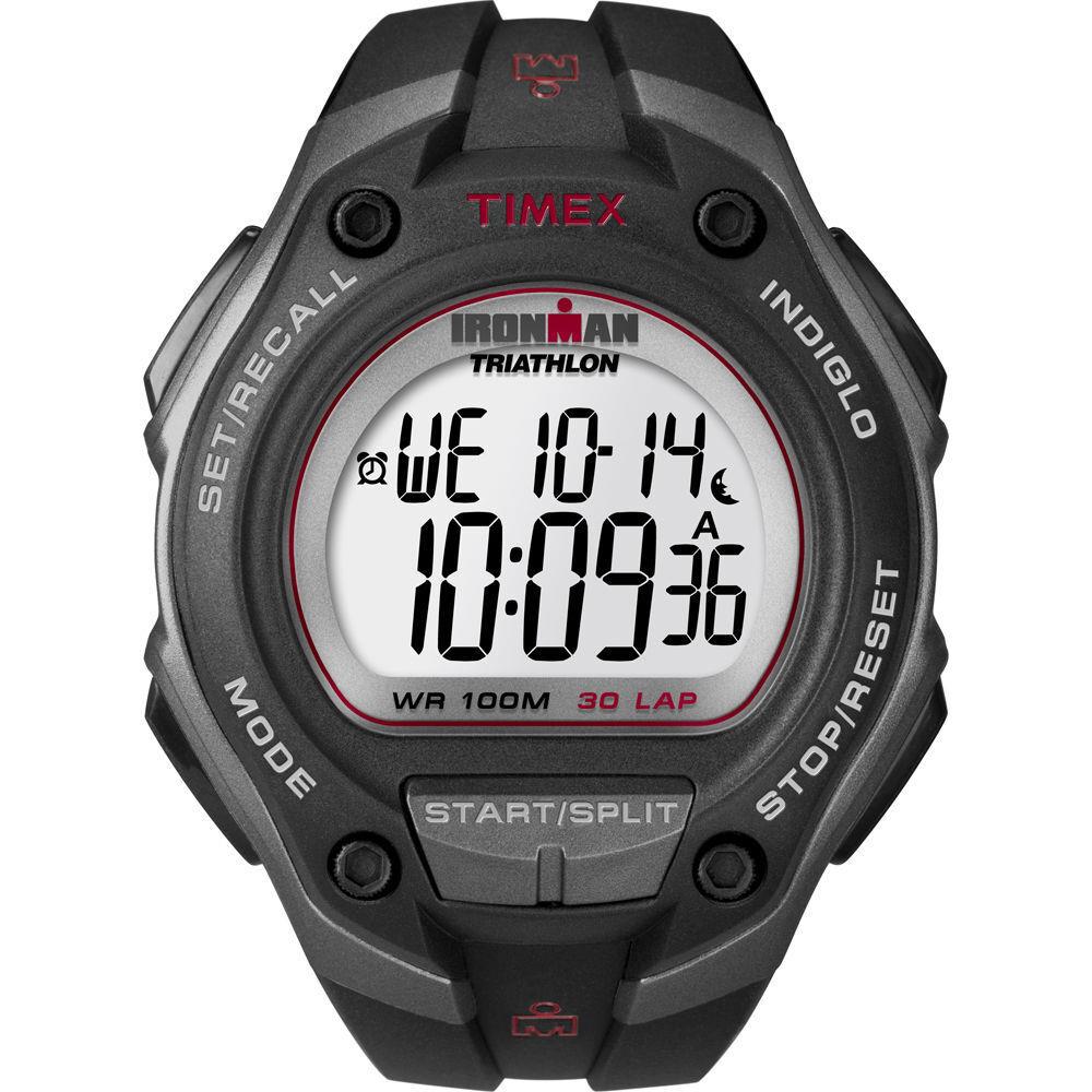 Timex T5K417 Men`s Ironman Black Resin Watch Alarm Indiglo Chronograph