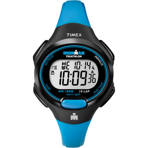 Timex Women's T5K526 Ironman Essential 10 Mid-Size Blue/Black Resin Strap Watch