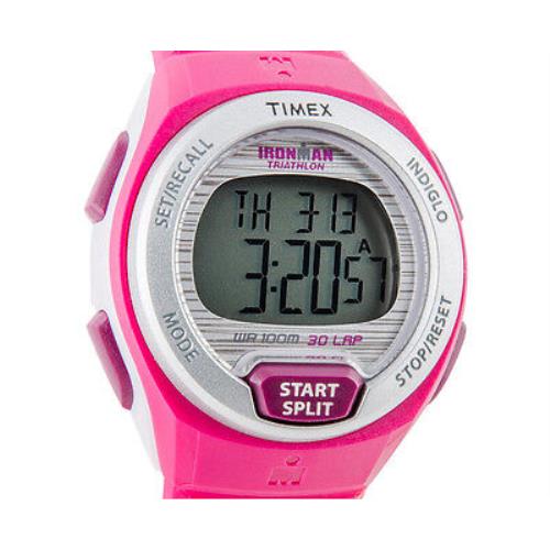 Timex Ironman Oceanside Pink Rubber Band Indiglo 30-LAP Watch T5K761