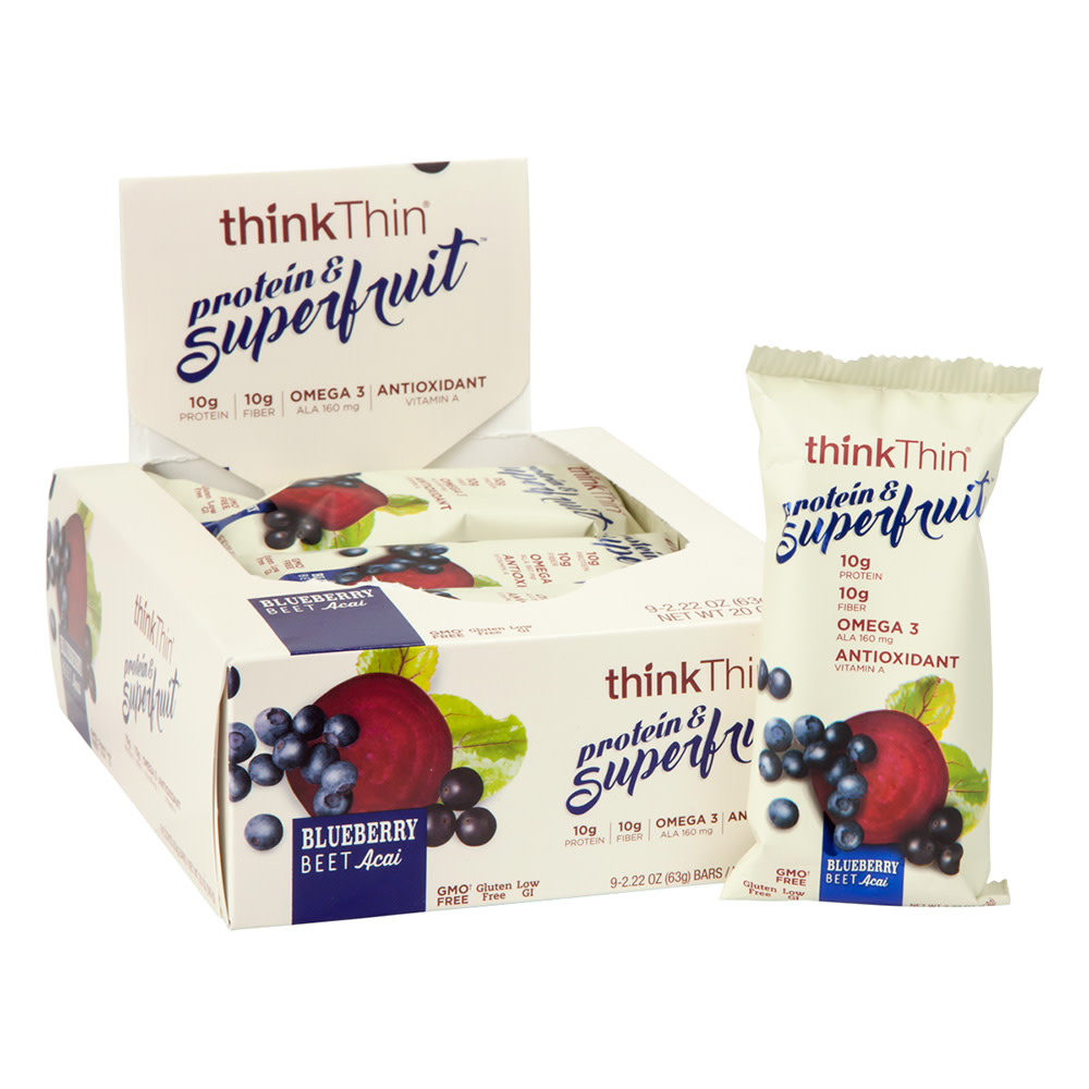 thinkThin Blueberry Beet Acai Protein Superfruit Bar 2.22 Oz