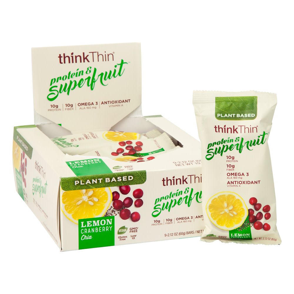 ThinkThin Protein & Superfruit Bar, Lemon Cranberry Chia