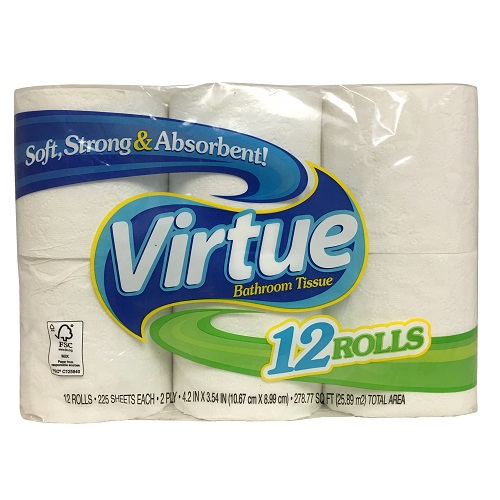 Virtue Bath Tissue 12pk Reg 225ct-whole