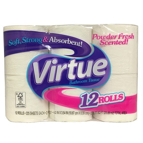 Virtue Bath Tissue 12pk 225ct Powder Fre-whole
