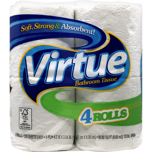 Virtue Bath Tissue 4pk 225ct Regular