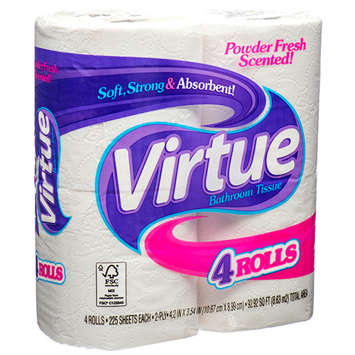 Virtue Bath Tissue 4pk 225ct Powder Scent
