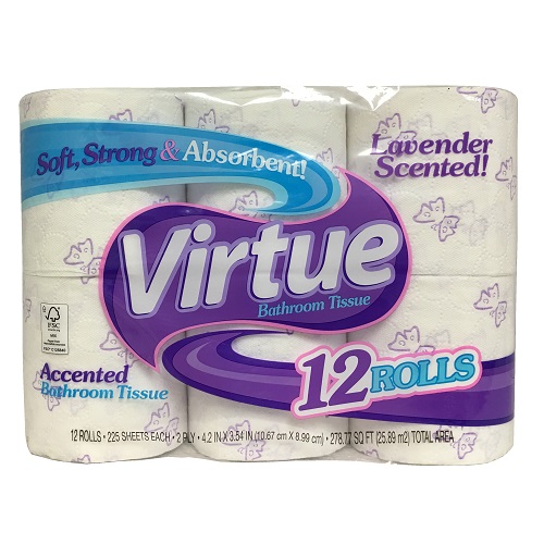 Virtue Bath Tissue 12pk 225ct Lavender-whole