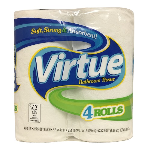 Virtue Bath Tissue 4pk Reg 225ct X