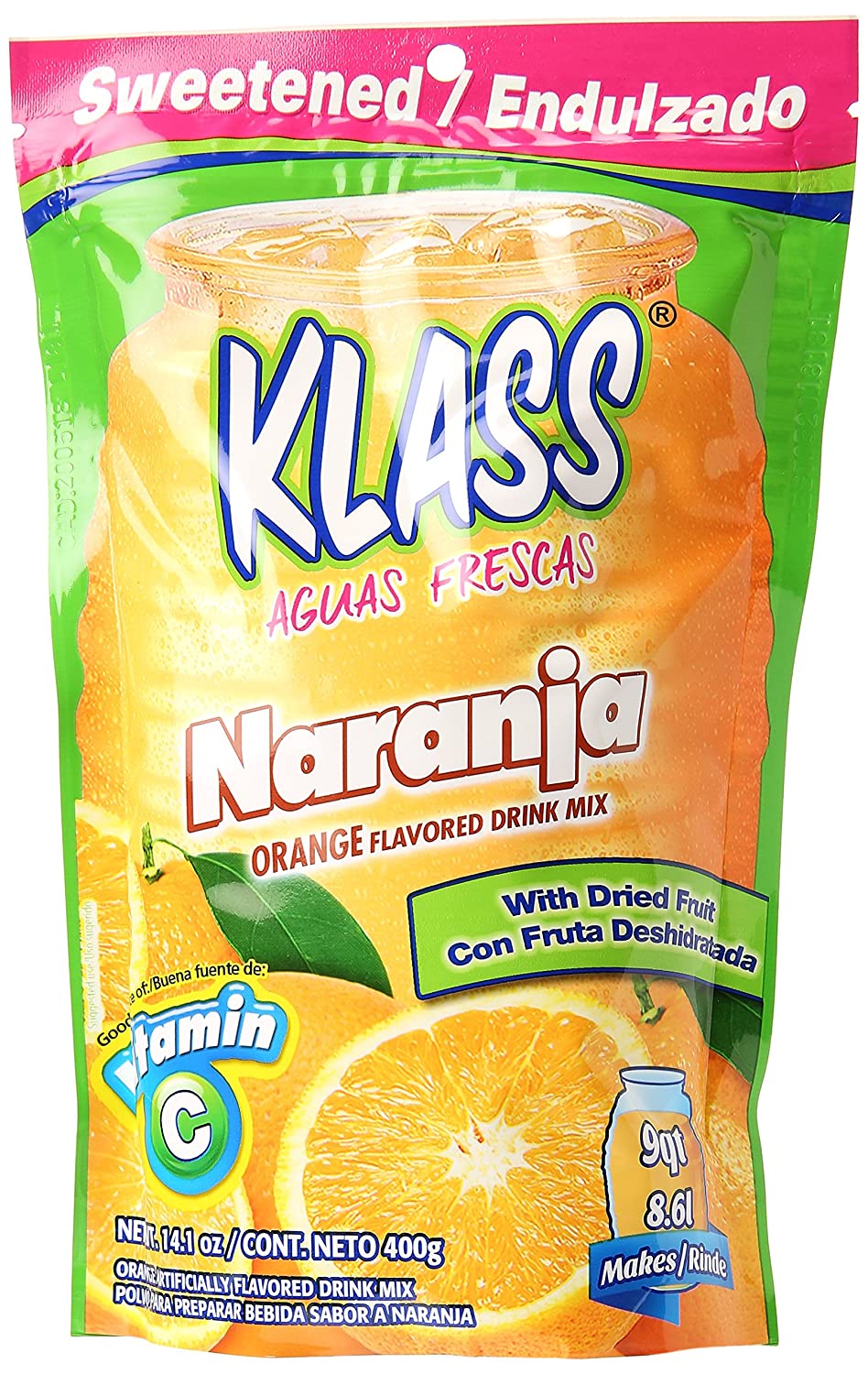 Klass Drink Mix, Sweetened, Orange Flavored 14.1 Oz