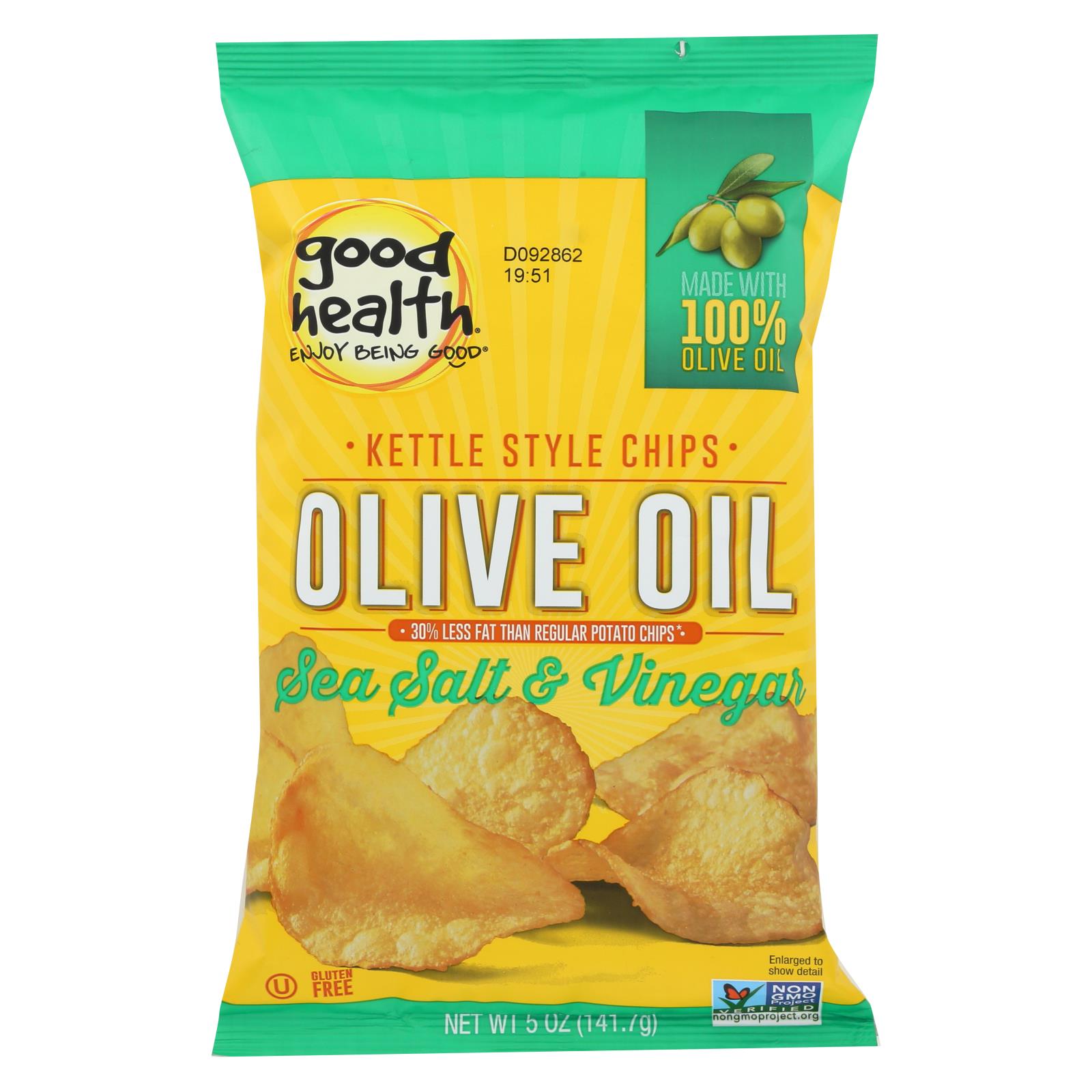 Good Health Olive Oil, Sea Salt & Vinegar Potato Chips - 5 Oz