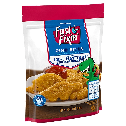 Fast Fixin' FC Dino Bites, Breaded Dinosaur Shaped Chicken Breast Patties With Rib Meat