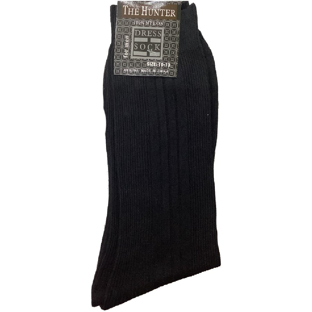 The Hunter 6 Pairs Mens Ribbed Dress Socks Crew Length Stretch Plain Solid 10-13