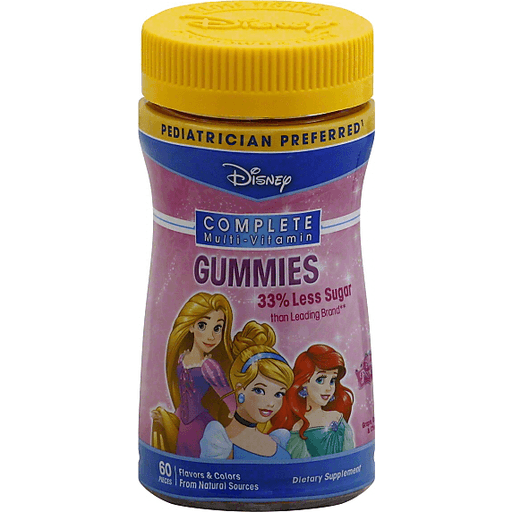 Disney Multi-Vitamin, Complete, Gummies, Grape, Orange & Cherry, Princess