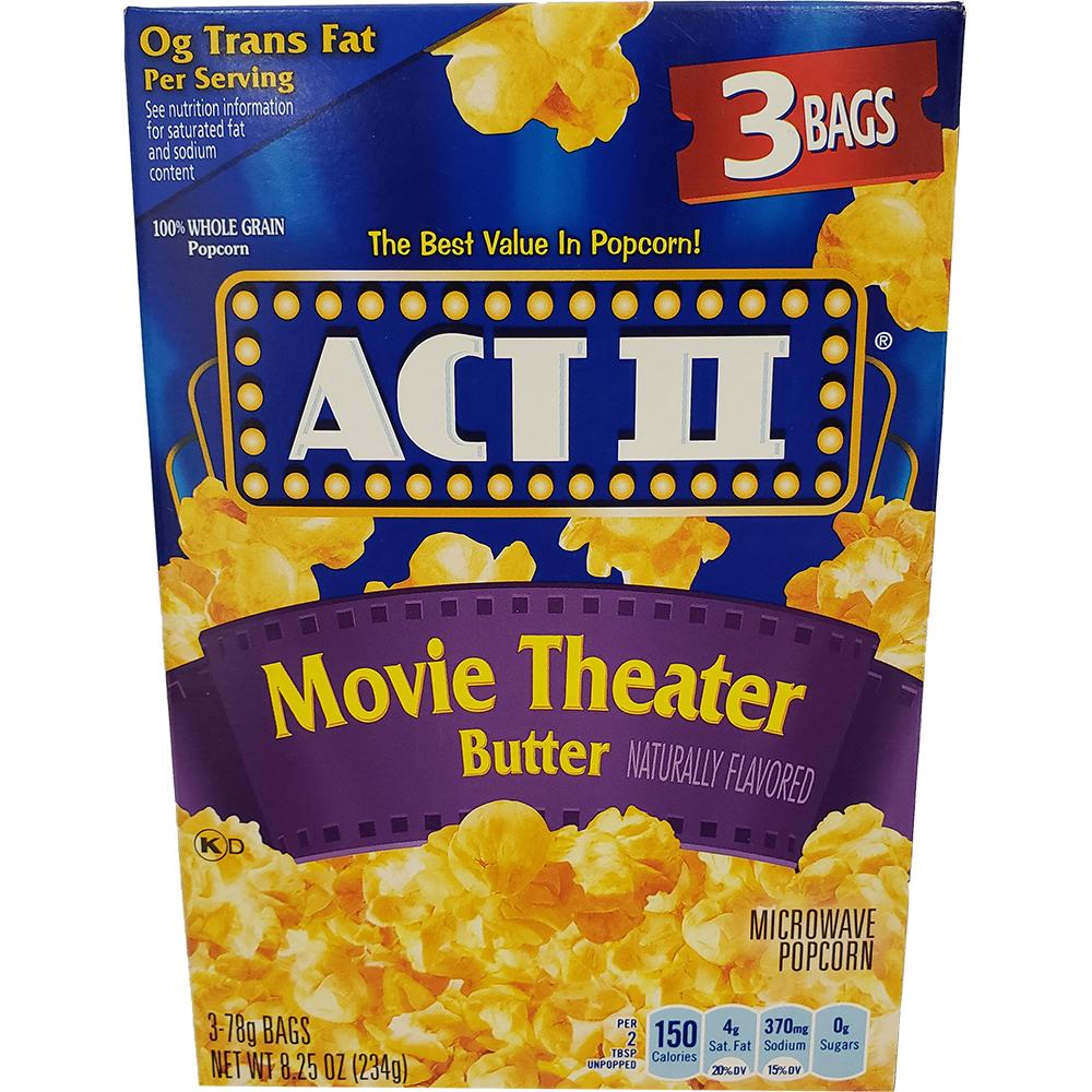 Act II Microwave Popcorn, Movie Theater Butter, 3 Bags
