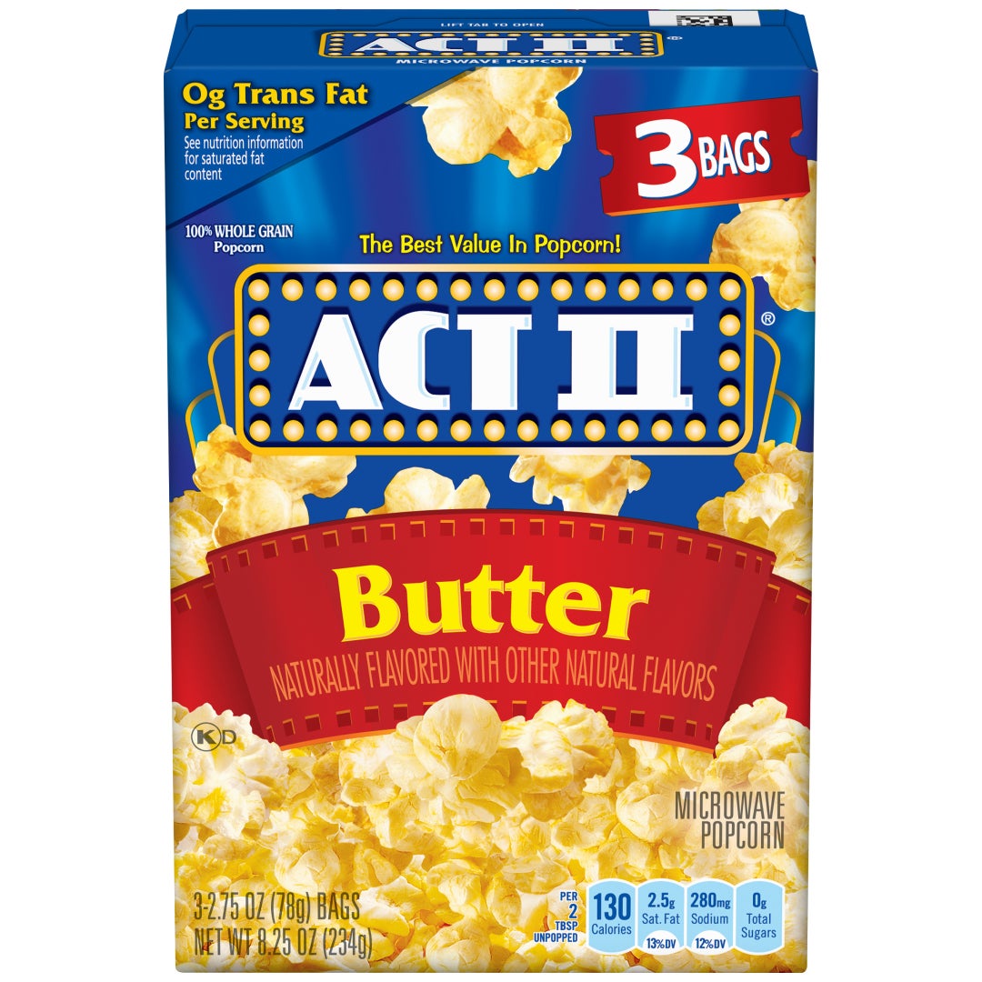 Act II Butter Microwave Popcorn, 3-Count 2.75-oz. Bags