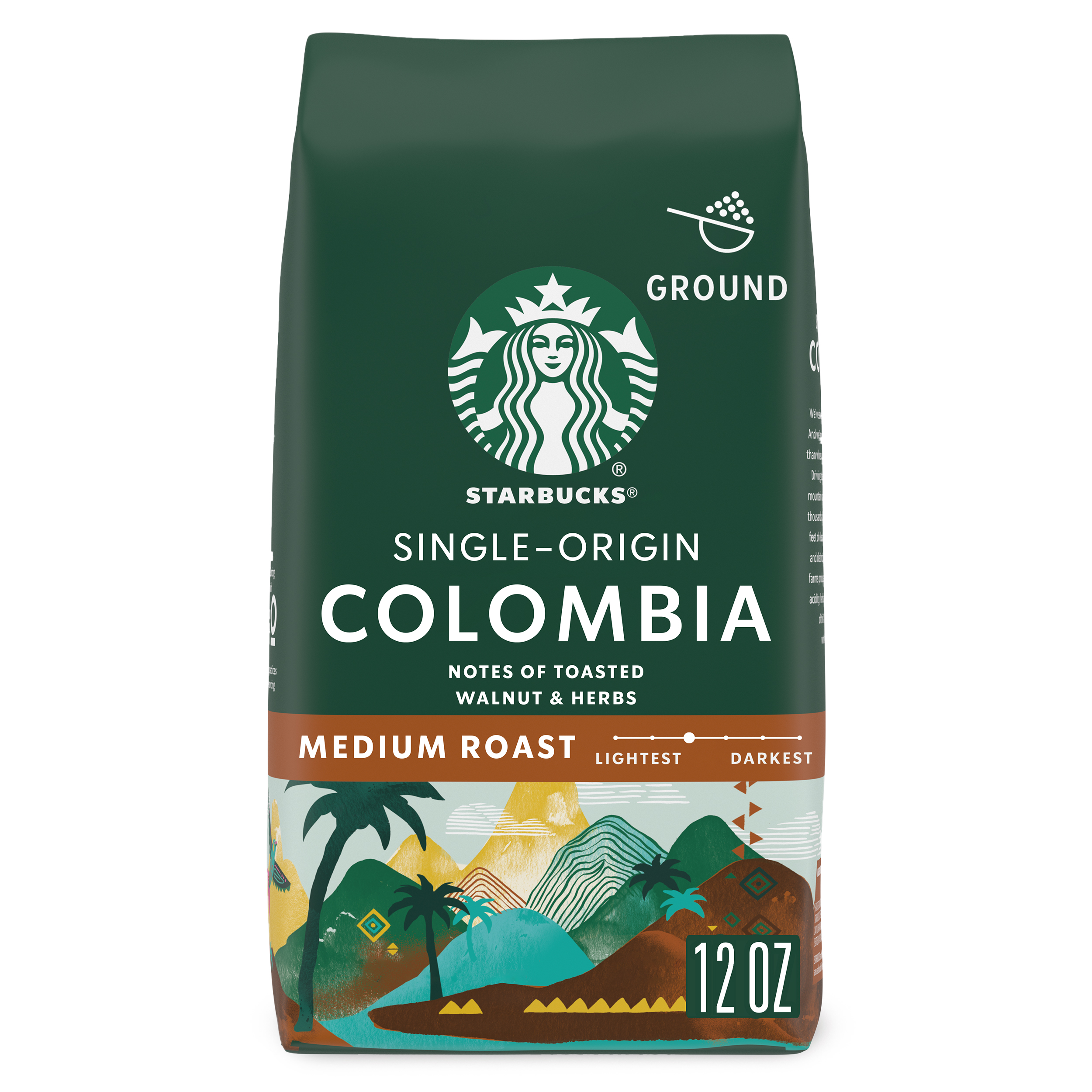 Starbucks Colombia Medium Roast Ground Coffee, 12-Ounce Bag