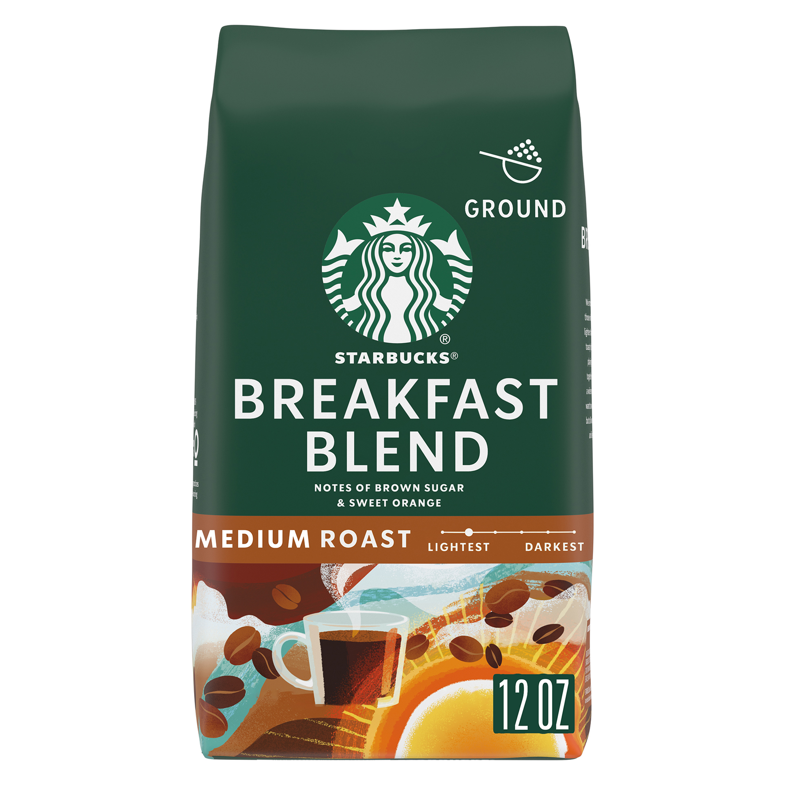 Starbucks Breakfast Blend Medium Roast Ground Coffee 12 Oz. Bag