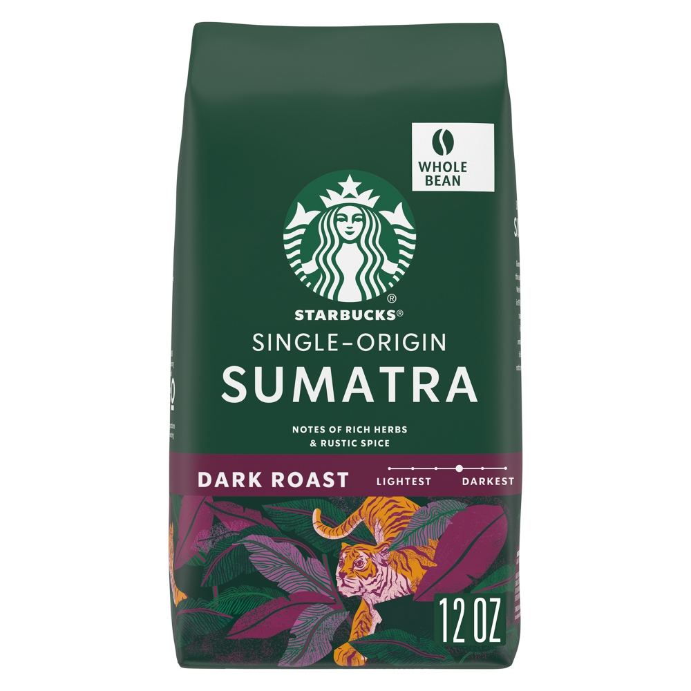 Starbucks Sumatra Dark Roast Whole Bean Coffee, 12-Ounce Bag