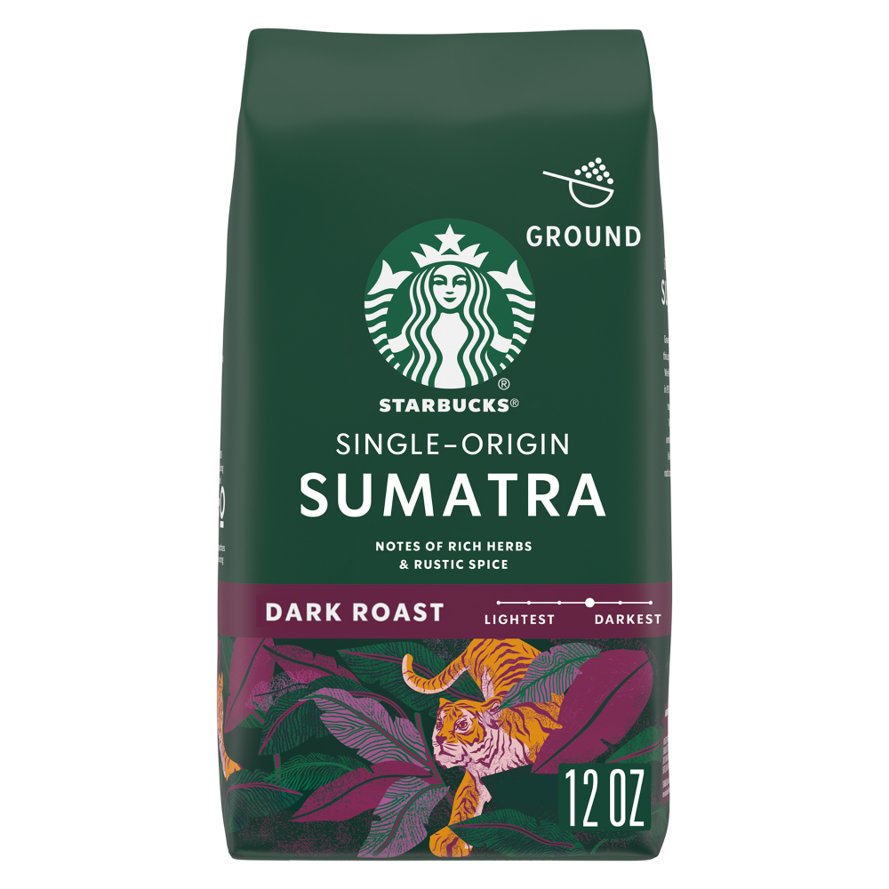 Starbucks Sumatra Dark Roast Ground Coffee, 12-Ounce Bag