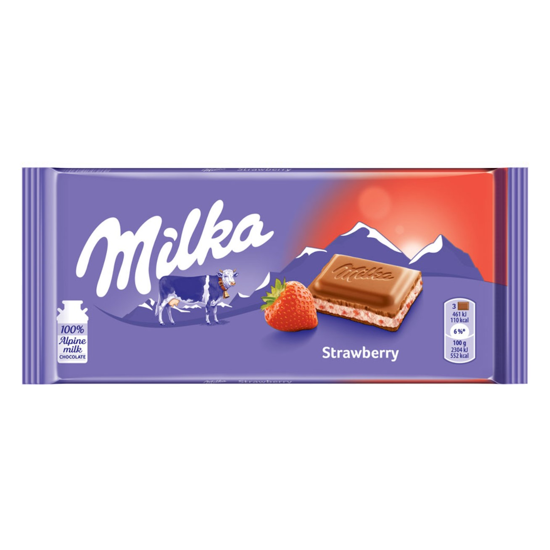 Milka Milk Chocolate Strawberry 100g