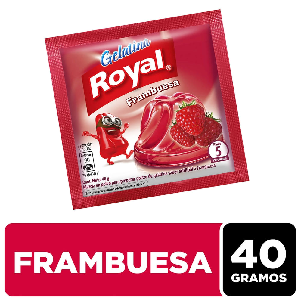 Royal Gelatina En Polvo Sabor Frambuesa Sobre - 40 G