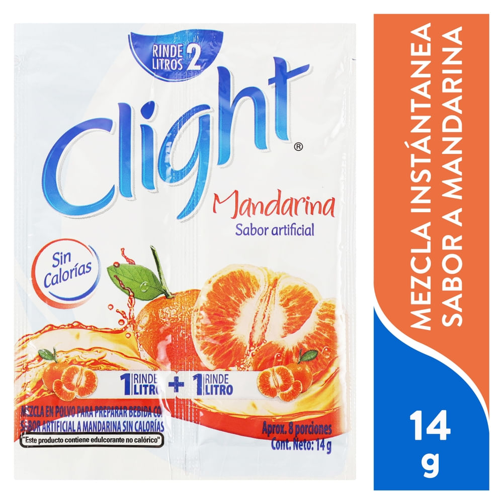 Clight Bebida En Polvo Sin Calorías Sabor Mandarina Sobre - 14 G