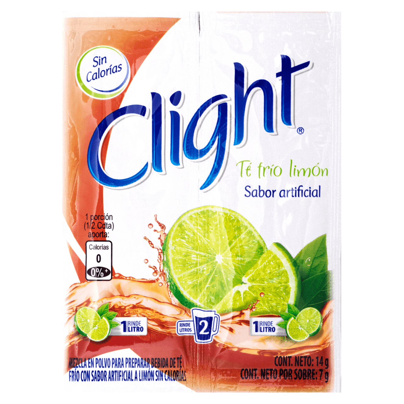 Clight Bebida En Polvo Sin Calorías Sabor Te Frío Limón Sobre - 14 G