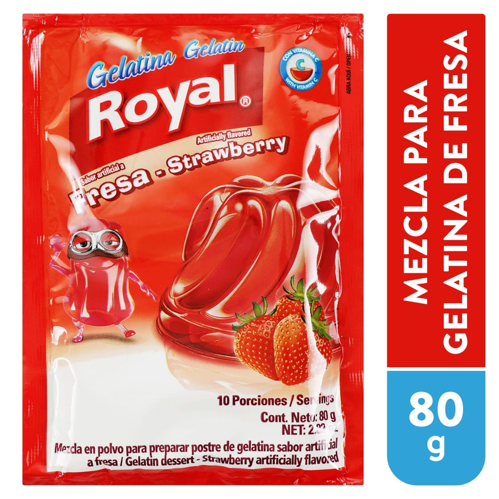 Royal Gelatina En Polvo Sabor A Fresa Sobre - 80 G