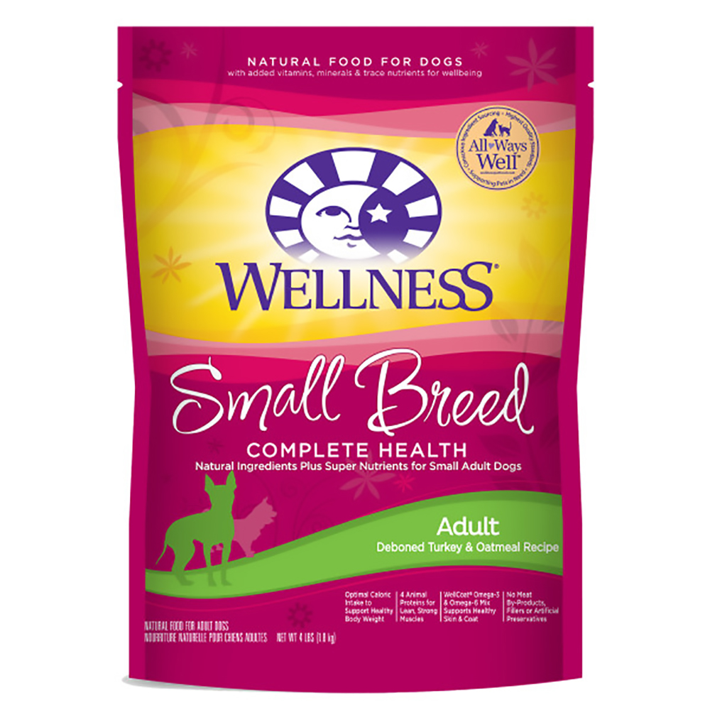 Wellness Small Breed Complete Health Adult Turkey & Oatmeal Recipe Dry Dog Food, 4lb Bag