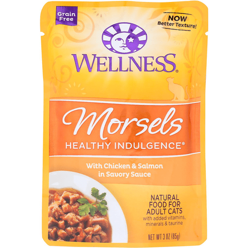 Wellness Healthy Indulgence Natural Grain Free Morsels With Chicken And Salmon In Savory Sauce Cat Food Pouch