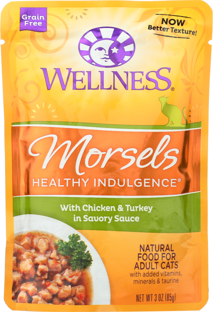 Wellness Pet Products Morsels Chicken And Turkey Adult Cat Food, 3 Oz