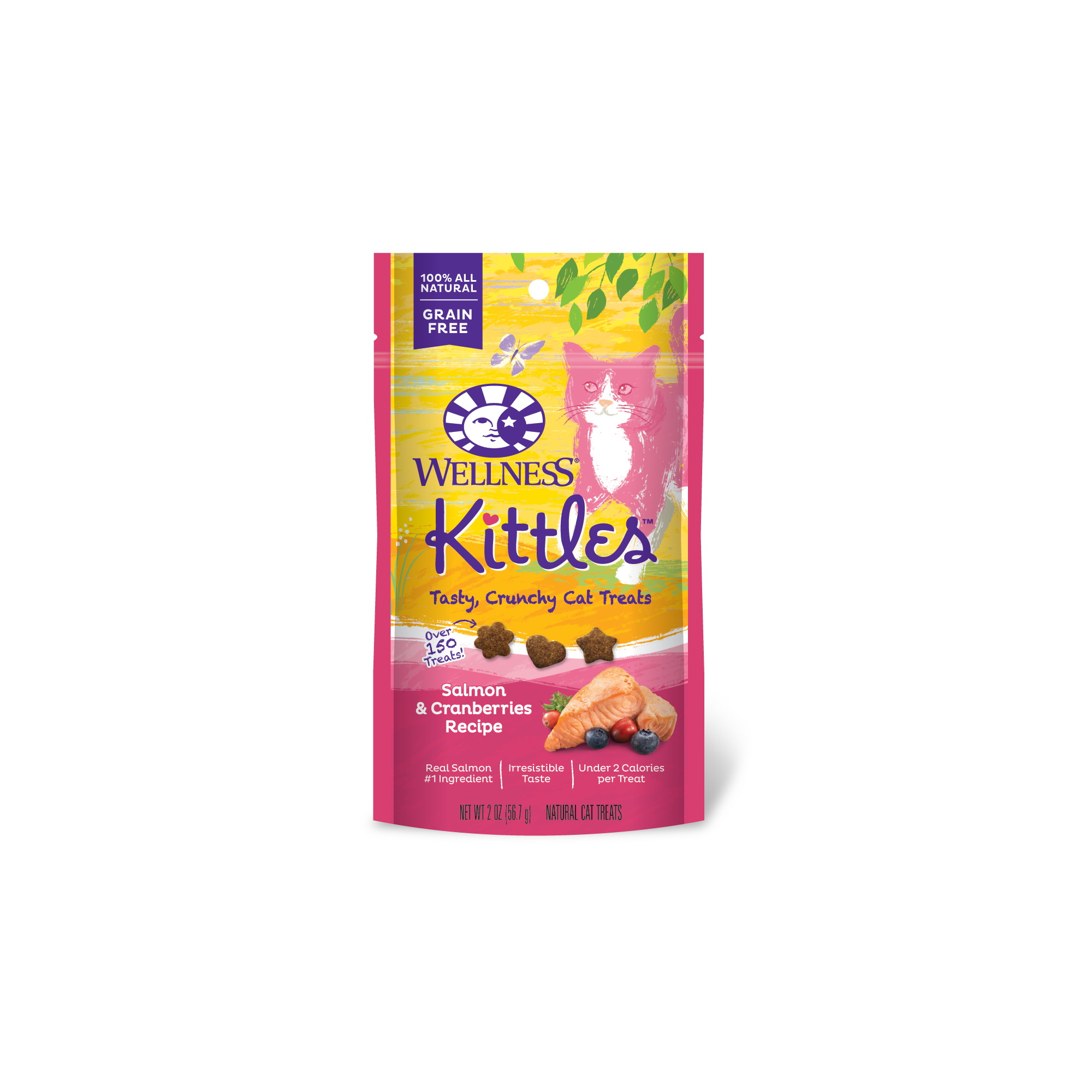 Wellness Kittles Natural Grain Free Cat Treats, Salmon & Cranberries, 2-Ounce Bag