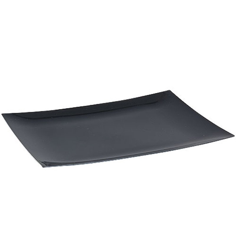 Lillian's Black 11.75" Rectangular Plastic Entree Plates 10 Ct