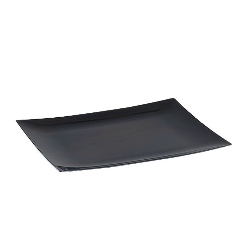 Lillian's Black 7" Rectangular Plastic Appetizer Plates 10 Ct