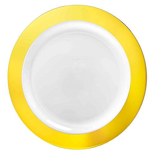 Lillian Collection Plastic Plates- 10.25" Gold Magnificence Pack Of 10, 10.25 X 10.25 X 1 Inches