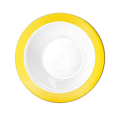 Lillian Collection Round Magnificence Plastic Bowl With Gold Rim - 14 Oz White
