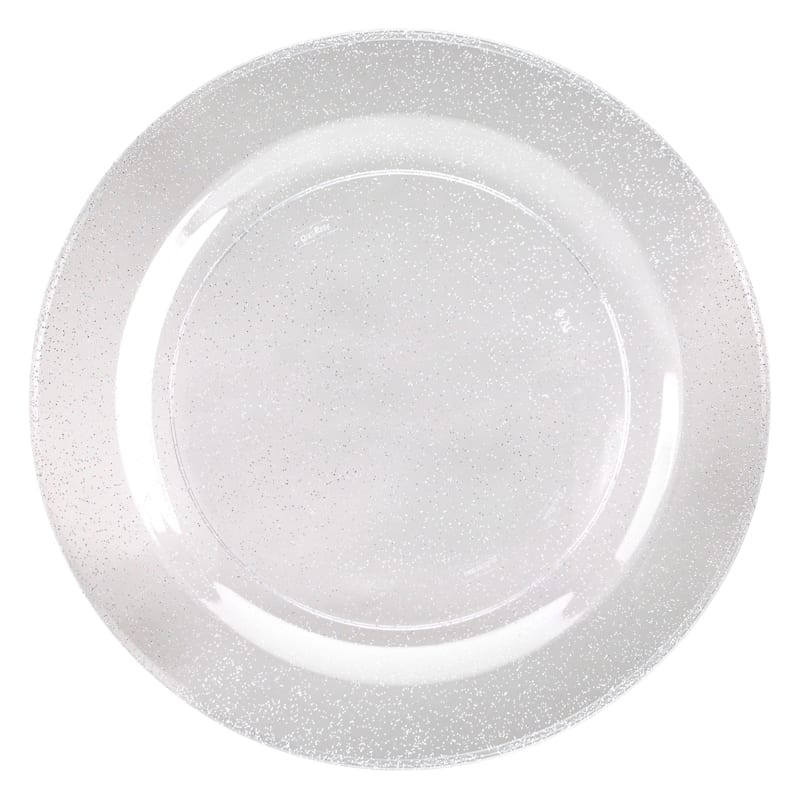 Silver Glittered Plastic Plate, 10.25"