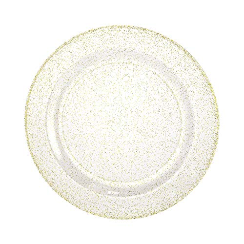 Lillian Collection Gold Glittered Plastic Plate, 7.5"