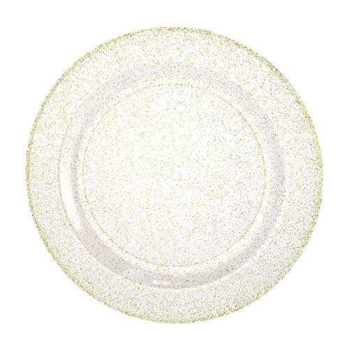 Lillian Collection Plastic Plates- 9" Gold Glitter