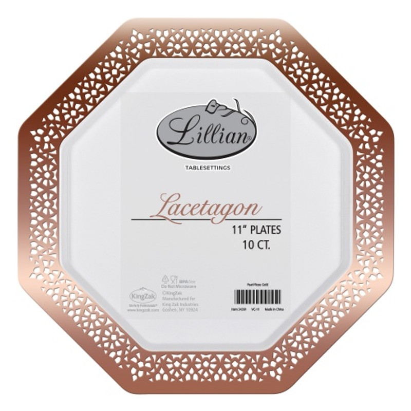Lacetagon - Polished Rose Gold - 11" Plate - 10 Counts