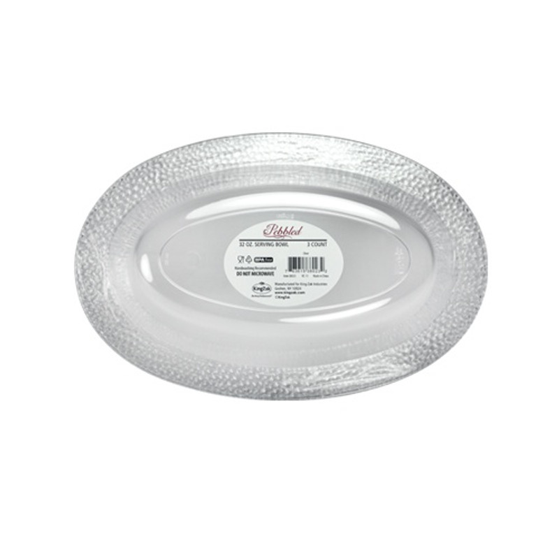 Lillian's Pebbled - 32 Oz. Oval Bowl - Clear