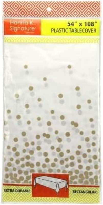 Plastic Rectangular Table Cover - 54x108 Gold Confetti 1 Pc