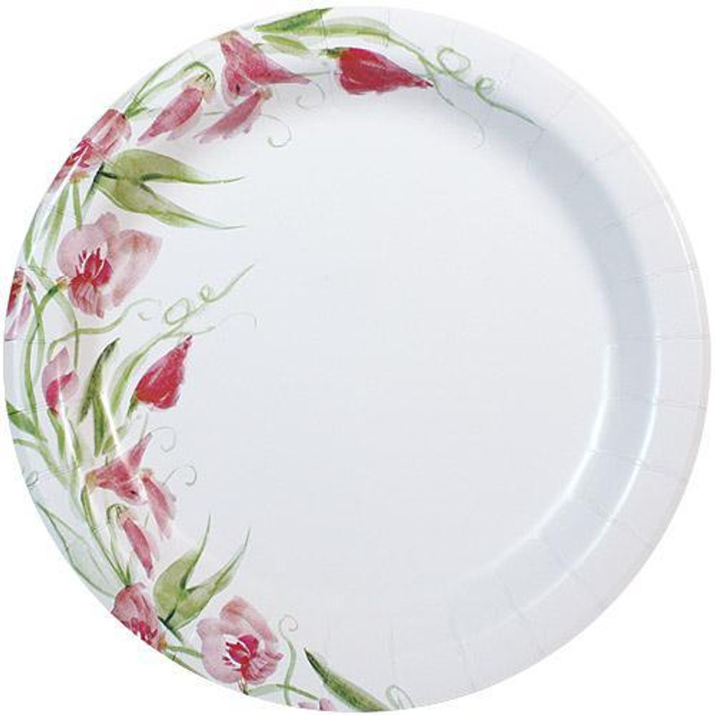 Pink Floral Paper Plate 10.25"
