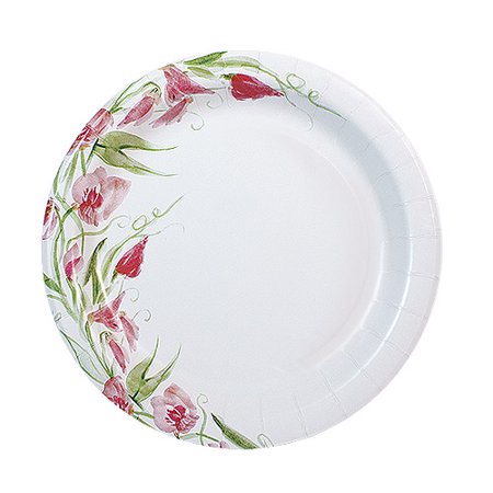 Pink Floral Paper Plate 7"