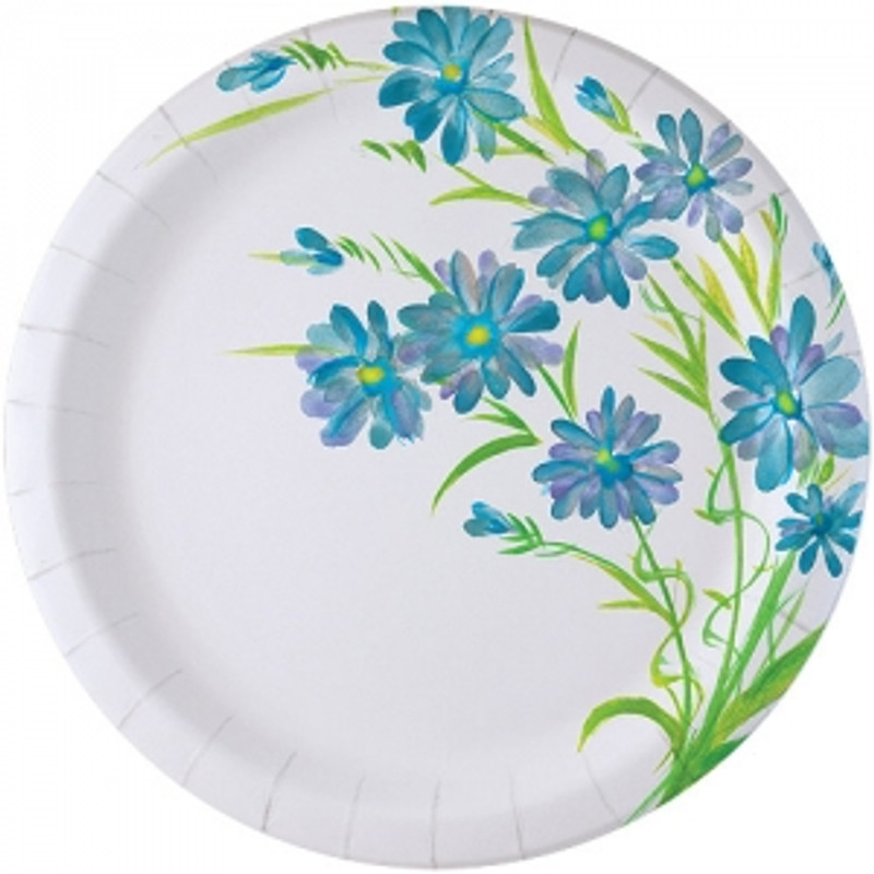 10.25" Blue Floral Paper Plate