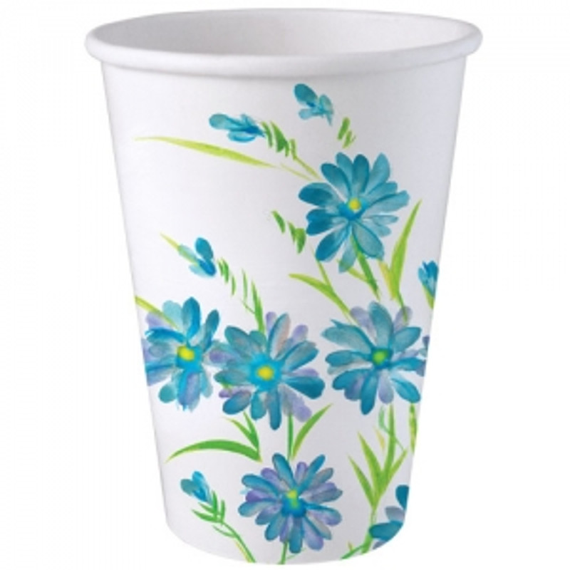 12 OZ Blue Floral Paper Cups